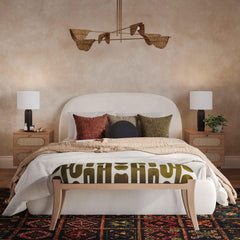 Accent Bench with Rattan Wrap and Natural Legs