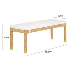 Accent Bench with Rattan Wrap and Natural Legs