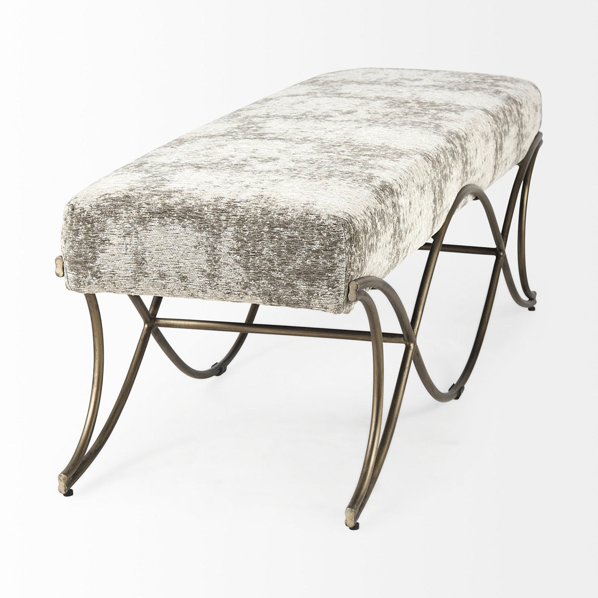 Accent Bench with Upholstered Seat and Metal Legs