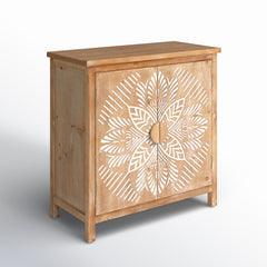 Accent Cabinet, 2 Doors, Solid and Engineered Wood in Light Wash Brown