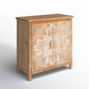 Accent Cabinet, 2 Doors, Solid and Engineered Wood in Light Wash Brown