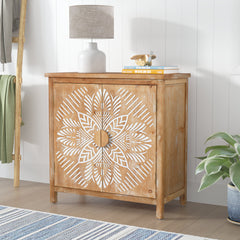 Accent Cabinet, 2 Doors, Solid and Engineered Wood in Light Wash Brown