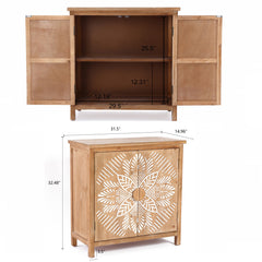 Accent Cabinet, 2 Doors, Solid and Engineered Wood in Light Wash Brown