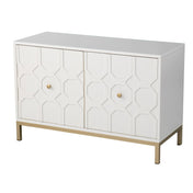 Accent Cabinet, 2 Doors, White Manufactured Wood with Iron Base