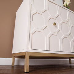 Accent Cabinet, 2 Doors, White Manufactured Wood with Iron Base