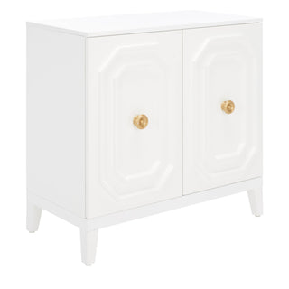 Accent Cabinet, 2 Doors, White Wood with Iron Hardware