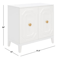 Accent Cabinet, 2 Doors, White Wood with Iron Hardware