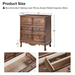 Accent Cabinet, 3-Drawer Solid Wood, Walnut, Gold Hardware, Cabriole Legs
