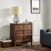 Accent Cabinet, 3-Drawer Solid Wood, Walnut, Gold Hardware, Cabriole Legs