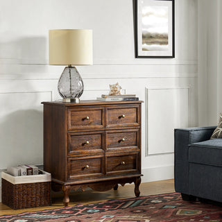 Accent Cabinet, 3-Drawer Solid Wood, Walnut, Gold Hardware, Cabriole Legs