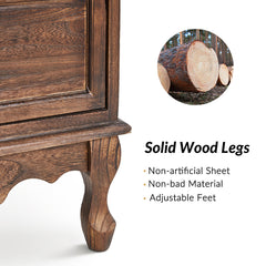 Accent Cabinet, 3-Drawer Solid Wood, Walnut, Gold Hardware, Cabriole Legs
