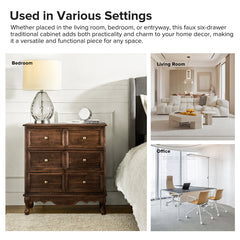 Accent Cabinet, 3-Drawer Solid Wood, Walnut, Gold Hardware, Cabriole Legs