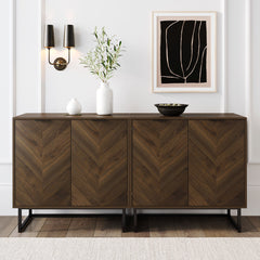 Accent Cabinet, 31 in Wide, Brown Top with Black Base