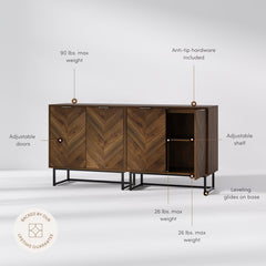 Accent Cabinet, 31 in Wide, Brown Top with Black Base