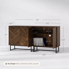 Accent Cabinet, 31 in Wide, Brown Top with Black Base