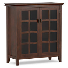 Accent Cabinet, 38 in Wide Solid Wood with Tempered Glass Doors