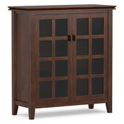 Accent Cabinet, 38 in Wide Solid Wood with Tempered Glass Doors