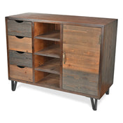 Accent Cabinet, 39.25 in Wide, Brown Solid Wood with Drawer and Shelves
