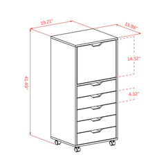 Accent Cabinet, 5-Drawer, 1-Door, Black Solid and Manufactured Wood