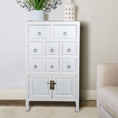 Accent Cabinet, 8 Drawers, Solid Wood, White