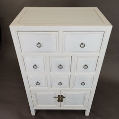 Accent Cabinet, 8 Drawers, Solid Wood, White