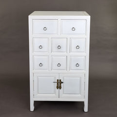 Accent Cabinet, 8 Drawers, Solid Wood, White