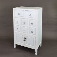 Accent Cabinet, 8 Drawers, Solid Wood, White