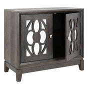 Accent Cabinet, Acacia Wood with 2 Doors, Gray/Walnut