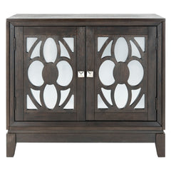 Accent Cabinet, Acacia Wood with 2 Doors, Gray/Walnut