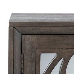 Accent Cabinet, Acacia Wood with 2 Doors, Gray/Walnut