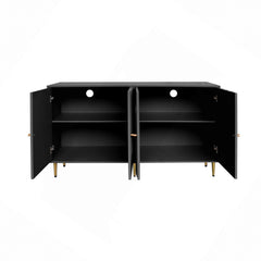 Accent Cabinet, Black Lacquered MDF with Metal Legs