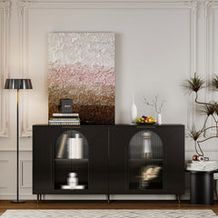 Accent Cabinet, Black Lacquered MDF with Metal Legs