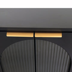 Accent Cabinet, Black Lacquered MDF with Metal Legs