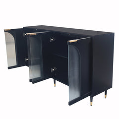 Accent Cabinet, Black Lacquered MDF with Metal Legs
