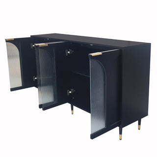 Accent Cabinet, Black Lacquered MDF with Metal Legs