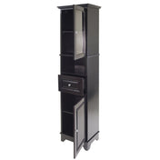 Accent Cabinet, Black Solid and Manufactured Wood with Glass Door