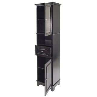 Accent Cabinet, Black Solid and Manufactured Wood with Glass Door