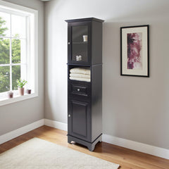Accent Cabinet, Black Solid and Manufactured Wood with Glass Door