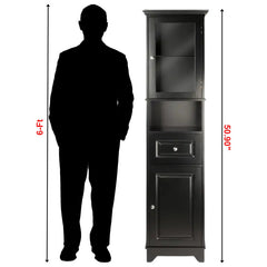 Accent Cabinet, Black Solid and Manufactured Wood with Glass Door