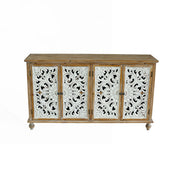 Accent Cabinet, Four Hollow-Carved Doors, Antique Natural