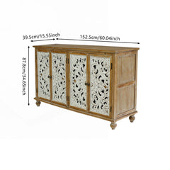 Accent Cabinet, Four Hollow-Carved Doors, Antique Natural