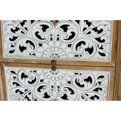 Accent Cabinet, Four Hollow-Carved Doors, Antique Natural