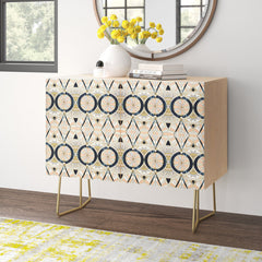 Accent Cabinet in Birch with 2 Doors and Curved Steel Legs