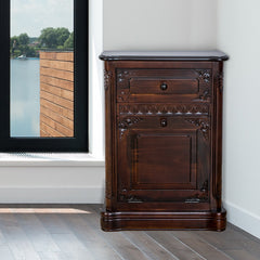 Accent Cabinet in Brown Birchwood with 1 Drawer and Drop Down Door