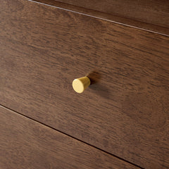 Accent Cabinet in Brown Solid Wood with Fluted Glass Door