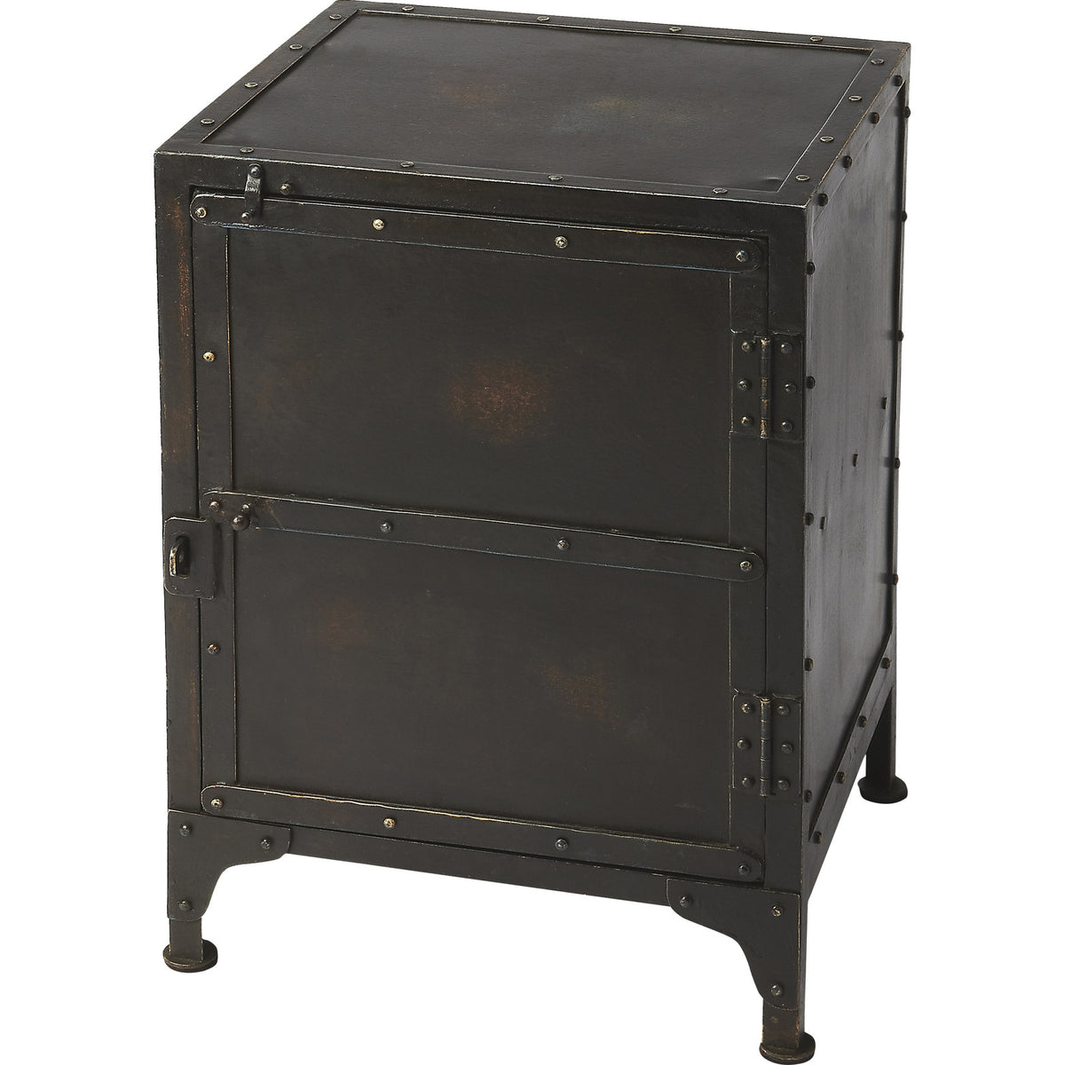 Accent Cabinet in Distressed Iron with Bracket Legs, Black Finish