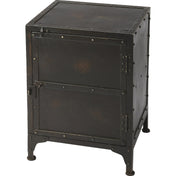 Accent Cabinet in Distressed Iron with Bracket Legs, Black Finish