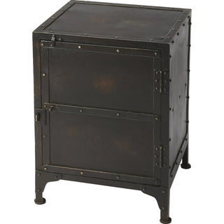 Accent Cabinet in Distressed Iron with Bracket Legs, Black Finish