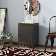 Accent Cabinet in Distressed Iron with Bracket Legs, Black Finish