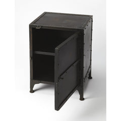 Accent Cabinet in Distressed Iron with Bracket Legs, Black Finish